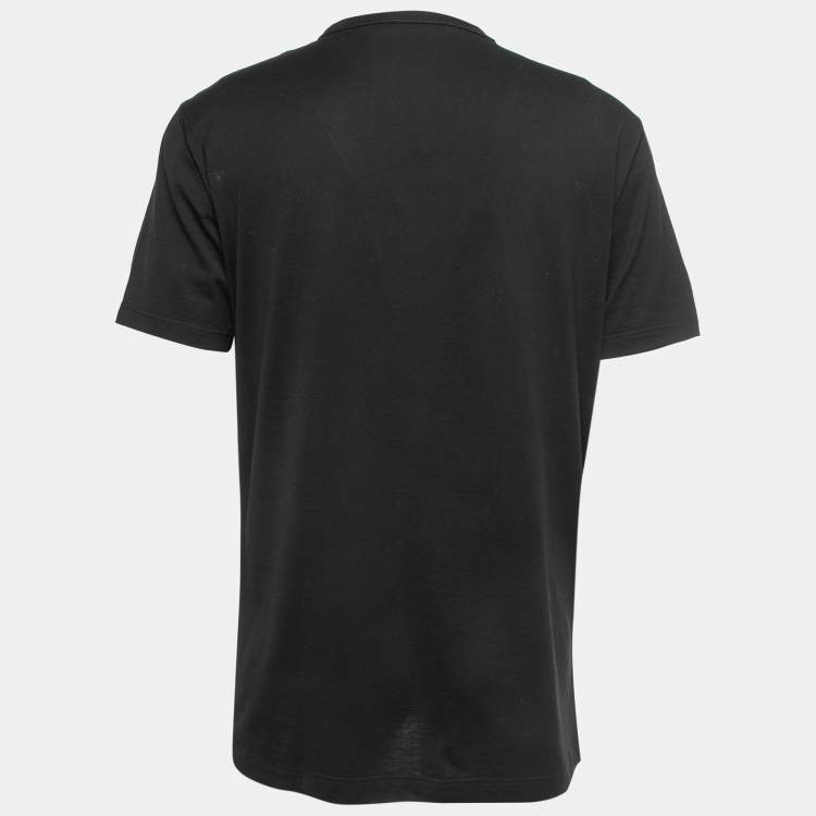 Pre Owned Dolce & Gabbana Black Cotton Logo Patch Crew Neck Half Sleeve T-Shirt XXL