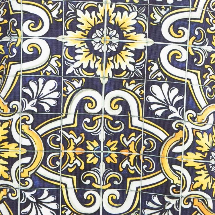 Pre Owned Dolce & Gabbana Multicolor Majolica Printed Cotton Sweatshirt XL