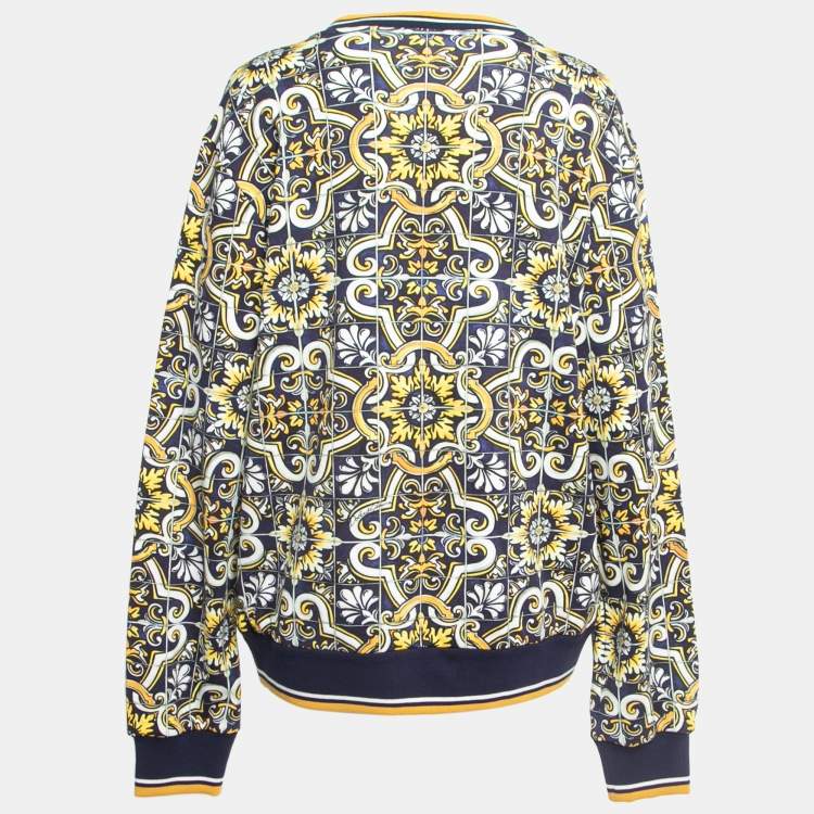 Pre Owned Dolce & Gabbana Multicolor Majolica Printed Cotton Sweatshirt XL
