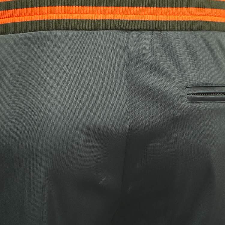 Pre Owned Dolce & Gabbana Dark Green Synthetic Contrast Logo Detail Sweatpants S