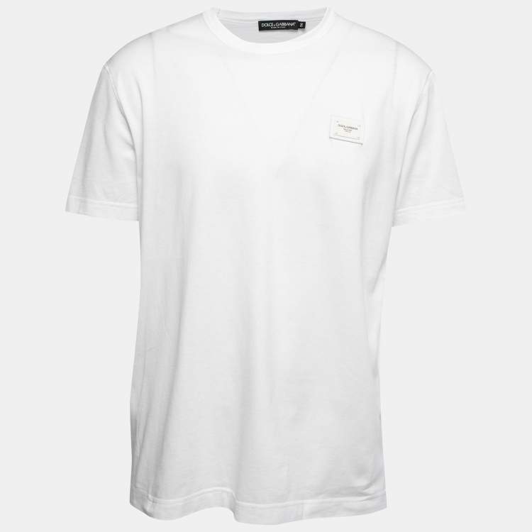Short-sleeved T-shirt with DG logo patch in White for Men