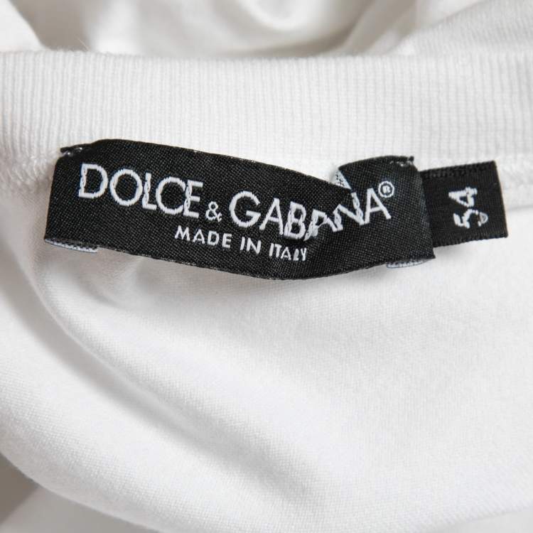 Pre Owned Dolce & Gabbana White Cotton Logo Plaque Detail T-Shirt 2XL