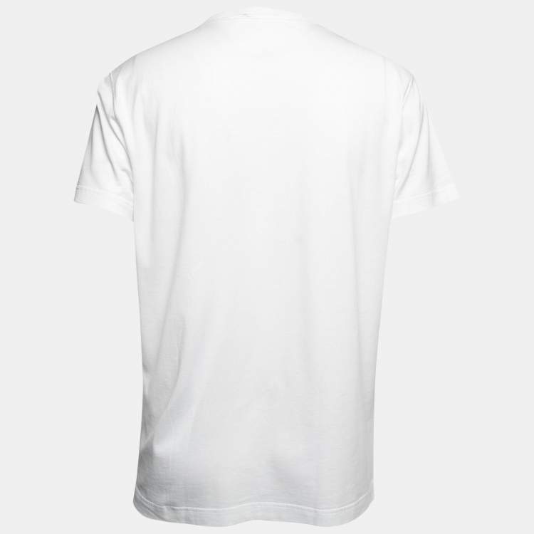 Pre Owned Dolce & Gabbana White Cotton Logo Plaque Detail T-Shirt 2XL