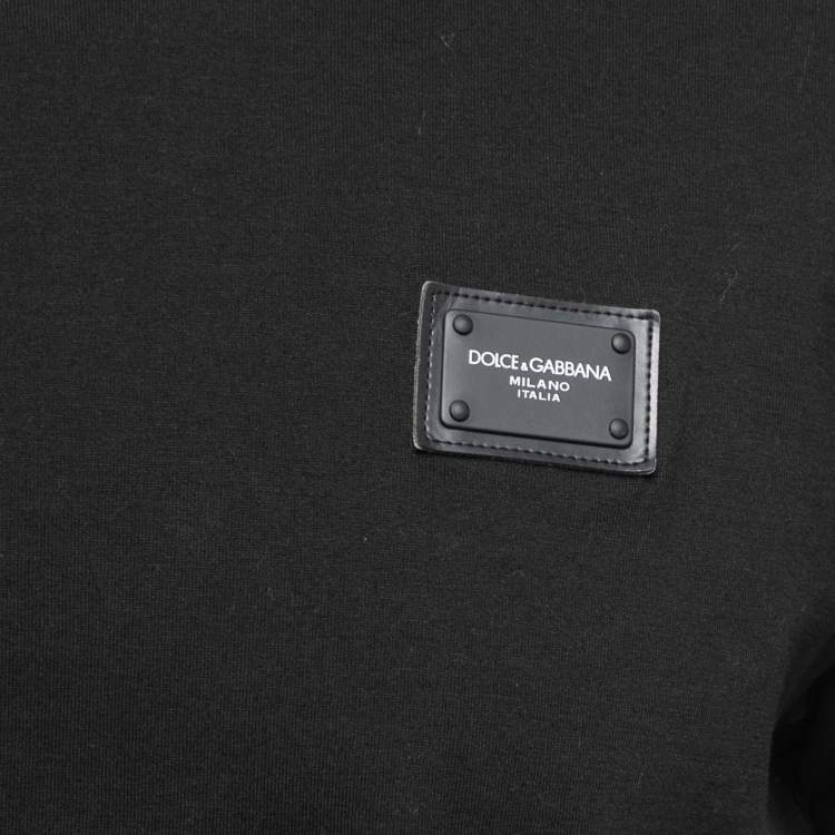 Pre Owned Dolce & Gabbana Black Cotton Logo Plaque Crew Neck T-Shirt XXL