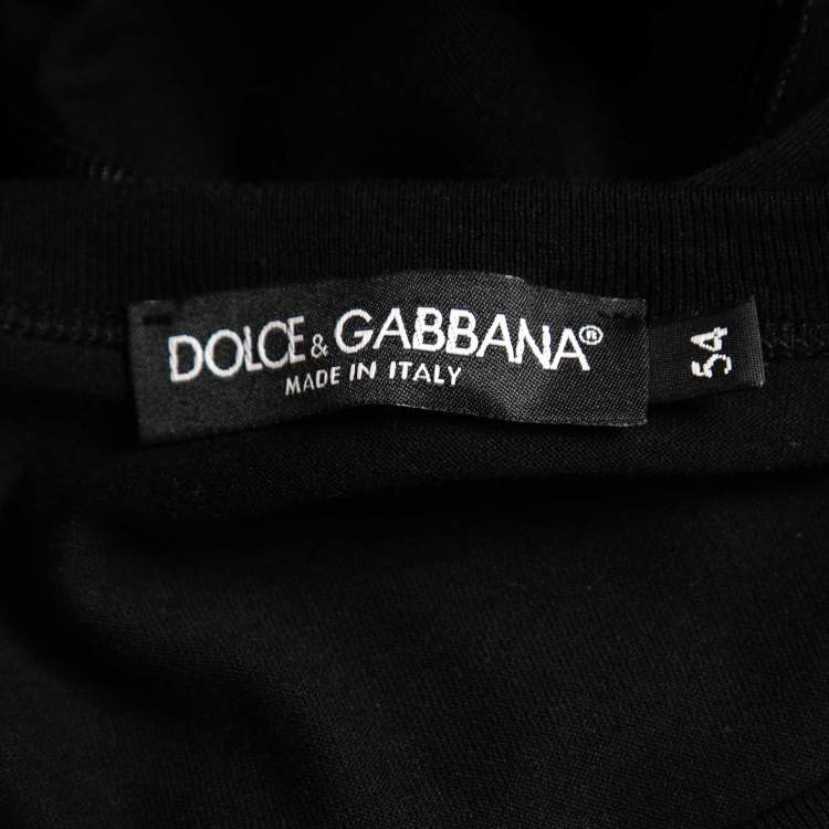 Pre Owned Dolce & Gabbana Black Cotton Logo Plaque Crew Neck T-Shirt XXL
