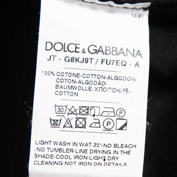 Pre Owned Dolce & Gabbana Black Cotton Logo Plaque Crew Neck T-Shirt XXL