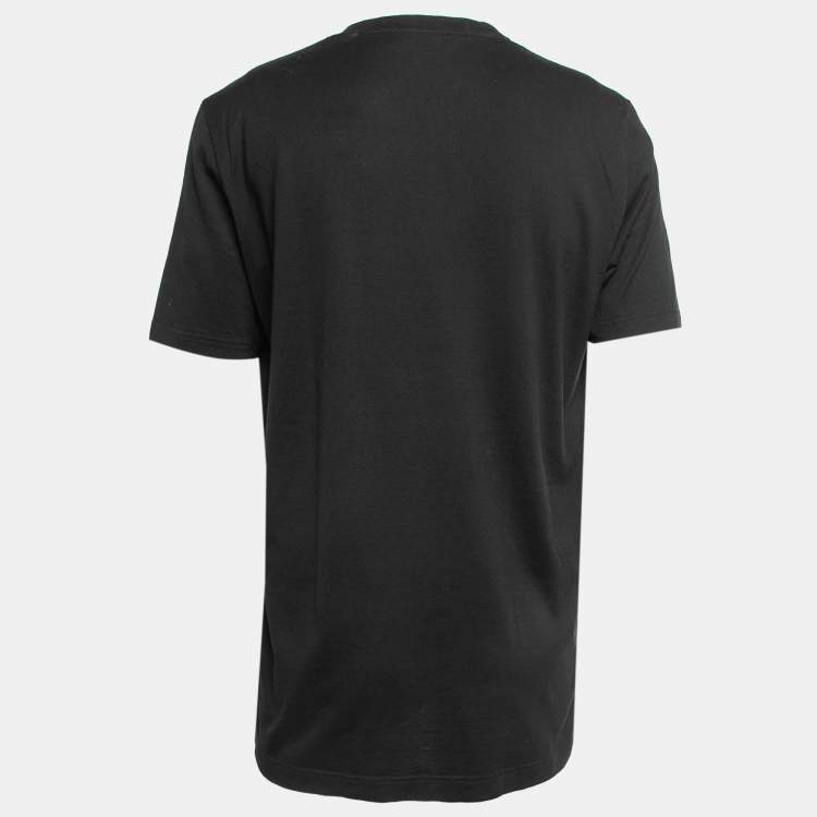 Pre Owned Dolce & Gabbana Black Cotton Logo Embroidered Crew Neck T-Shirt XXL