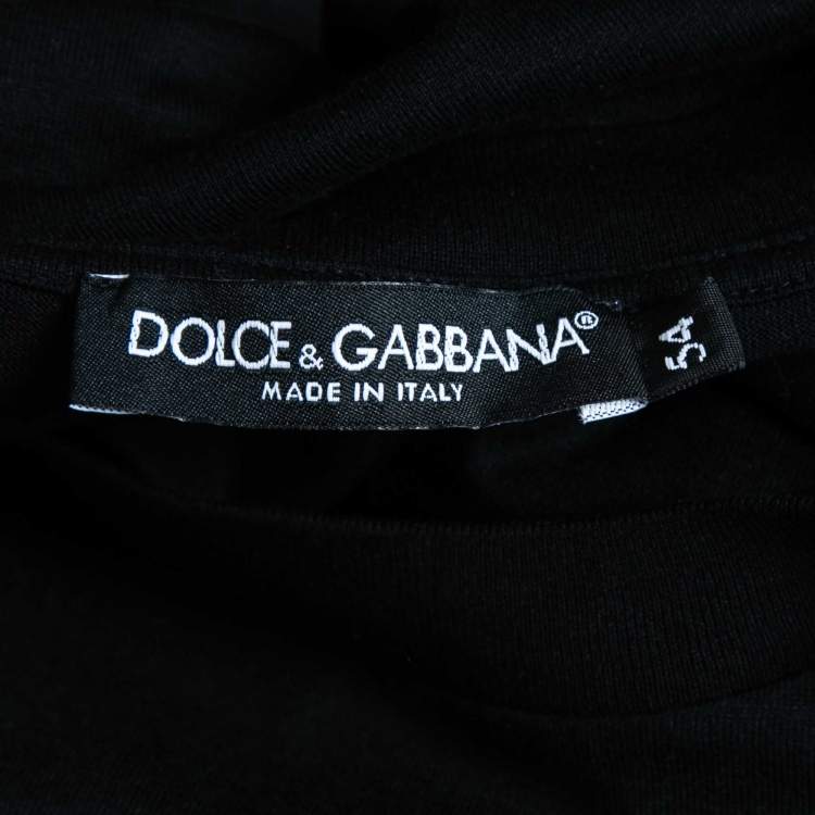 Pre Owned Dolce & Gabbana Black Cotton Logo Embroidered Crew Neck T-Shirt XXL