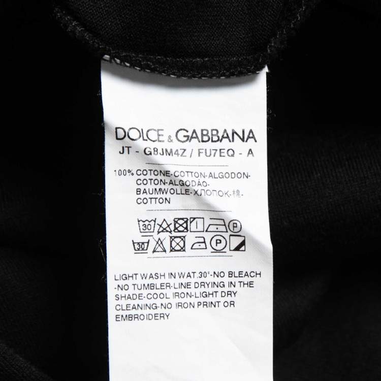 Pre Owned Dolce & Gabbana Black Cotton Logo Embroidered Crew Neck T-Shirt XXL