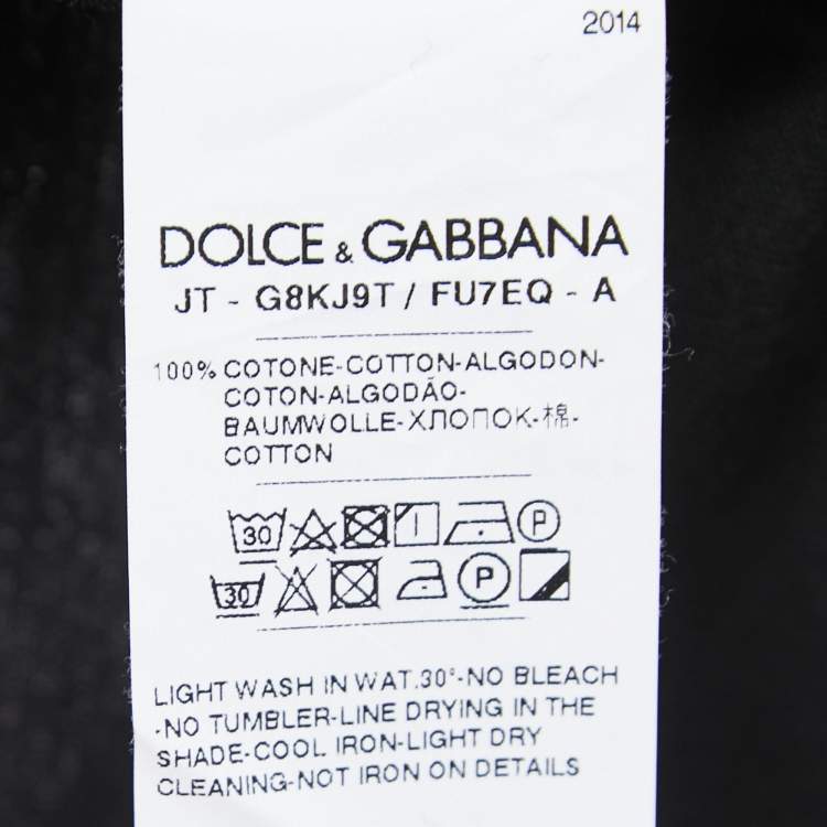 Pre Owned Dolce & Gabbana Black Cotton Logo Patch Crew Neck Half Sleeve T-Shirt XXL