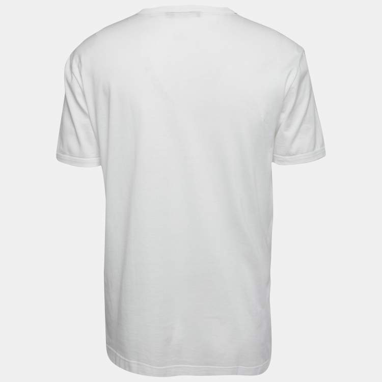 مملوكة مسبقًا Dolce & Gabbana White Cotton Crew Neck Half Sleeve T-Shirt XL
