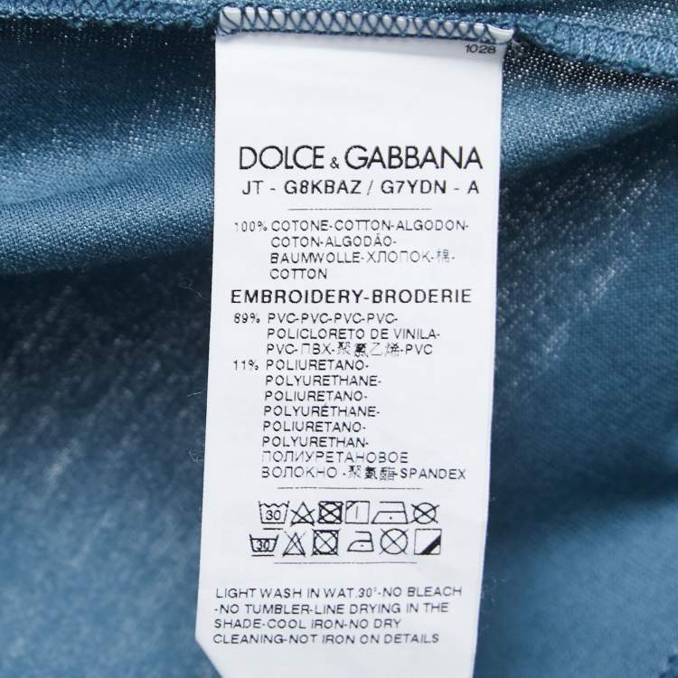 Pre Owned Dolce & Gabbana Teal Blue Cotton Crew Neck Half Sleeve T-Shirt XXL
