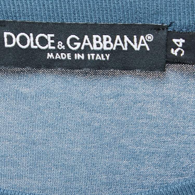 Pre Owned Dolce & Gabbana Teal Blue Cotton Crew Neck Half Sleeve T-Shirt XXL