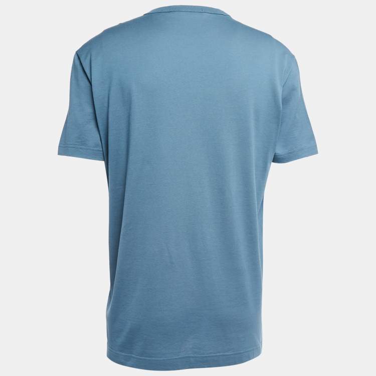 Pre Owned Dolce & Gabbana Teal Blue Cotton Crew Neck Half Sleeve T-Shirt XXL