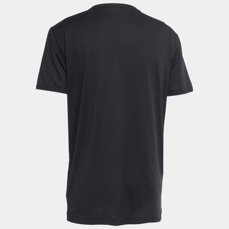 Pre Owned Dolce & Gabbana Black Digital Print Patch Cotton Crew Neck T-Shirt XXL