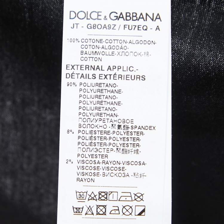 Pre Owned Dolce & Gabbana Black Digital Print Patch Cotton Crew Neck T-Shirt XXL