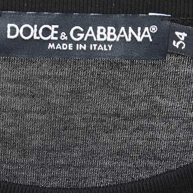 Pre Owned Dolce & Gabbana Black Digital Print Patch Cotton Crew Neck T-Shirt XXL