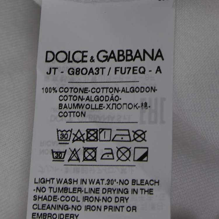 Pre Owned Dolce & Gabbana White Logo Print Crew Neck Half Sleeve T-Shirt XXL