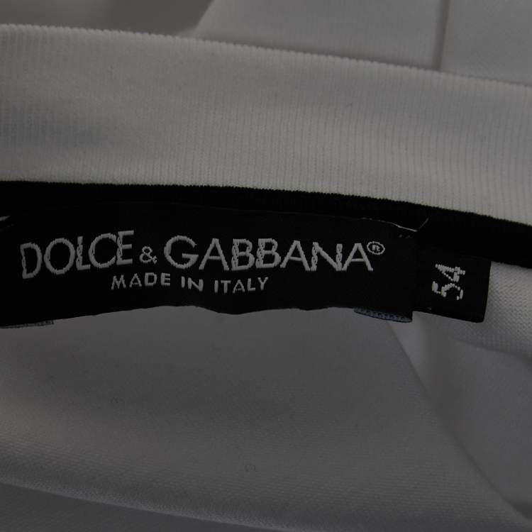 Pre Owned Dolce & Gabbana White Logo Print Crew Neck Half Sleeve T-Shirt XXL