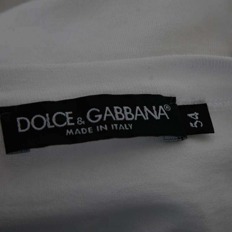 Pre Owned Dolce & Gabbana White Cotton Logo Patch Crew Neck Half Sleeve T-Shirt XXL