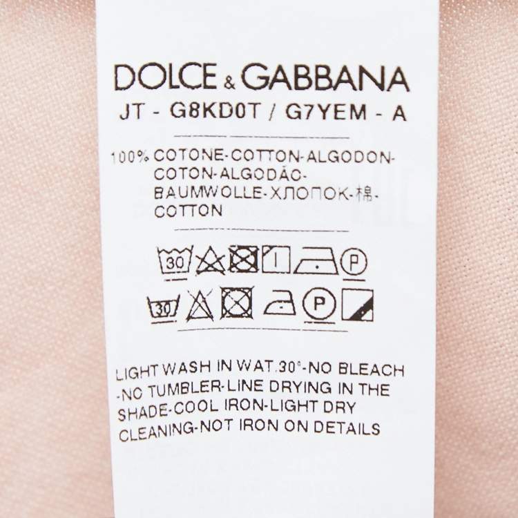 Pre Owned Dolce & Gabbana Pink Cotton Logo Patch Crew Neck Half Sleeve T-Shirt 4XL