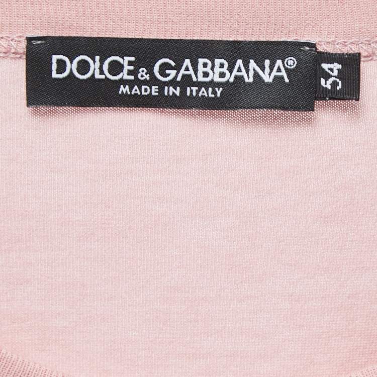 Pre Owned Dolce & Gabbana Pink Cotton Logo Patch Crew Neck Half Sleeve T-Shirt XXL