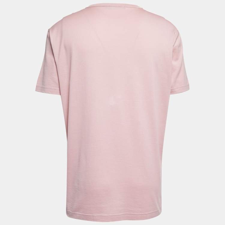 Pre Owned Dolce & Gabbana Pink Cotton Logo Patch Crew Neck Half Sleeve T-Shirt XXL