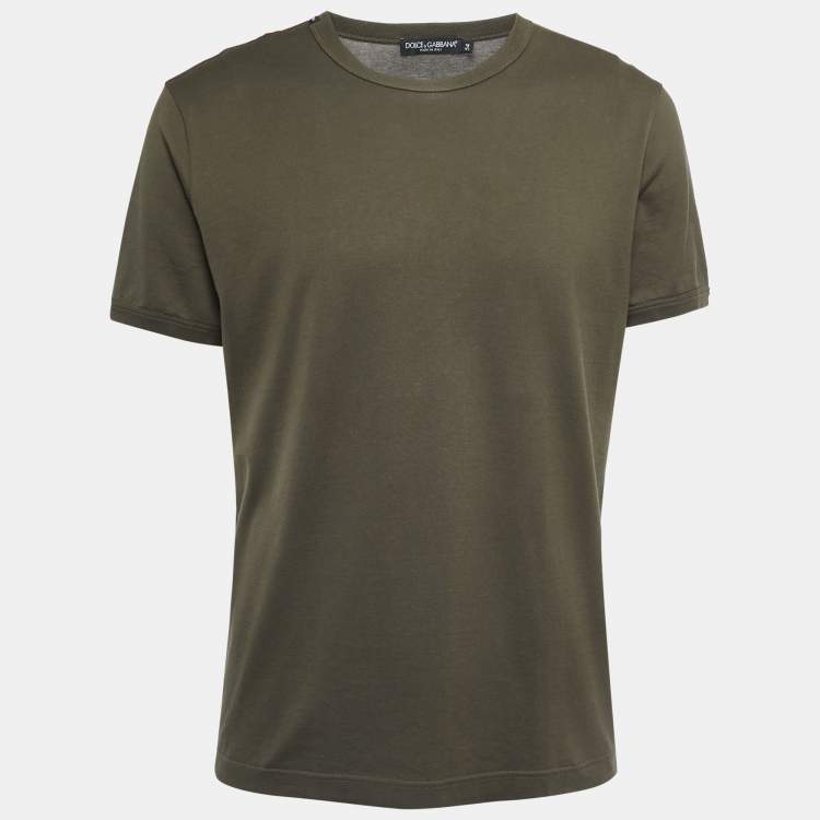 Dolce & Gabbana Military Green Cotton Crew Neck Half Sleeve Dolce & Gabbana Military Green Cotton Crew Neck Half Sleeve