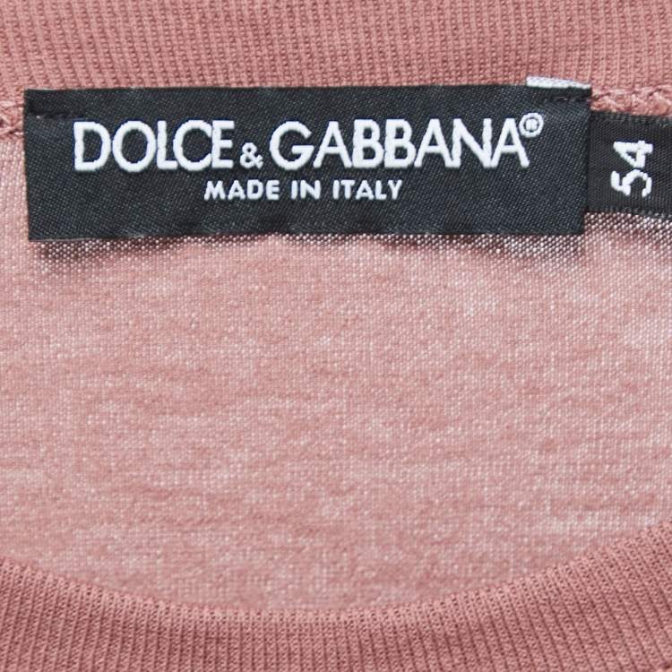 Pre Owned Dolce & Gabbana Dusty Pink Cotton Crew Neck Half Sleeve T-Shirt XXL