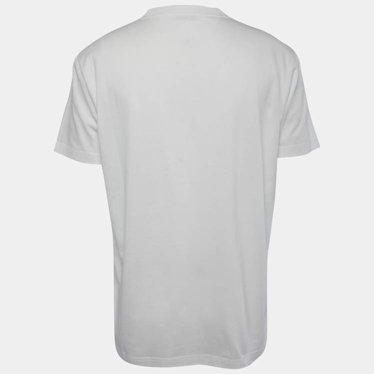 Pre Owned Prada White Cotton Logo Pocket Detail Crew Neck Half Sleeve T-Shirt 3XL