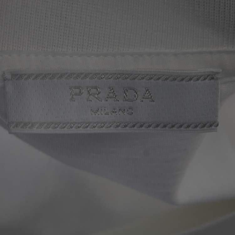 Pre Owned Prada White Cotton Logo Pocket Detail Crew Neck Half Sleeve T-Shirt 3XL