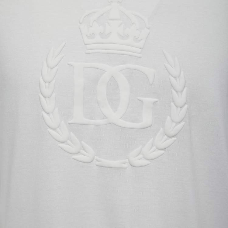 مملوكة مسبقًا Dolce & Gabbana White Cotton Logo Patch Crew Neck Half Sleeve T-Shirt XL