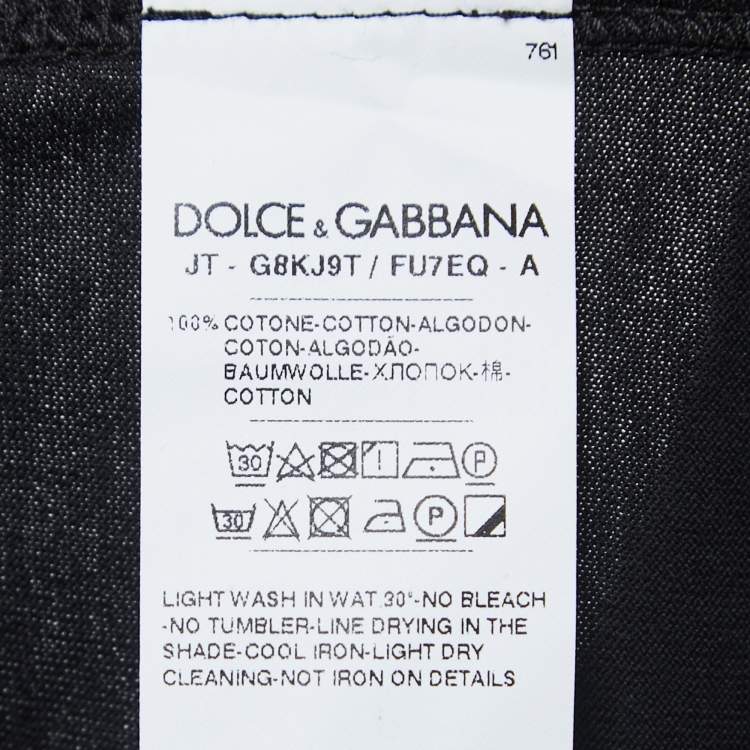 Pre Owned Dolce & Gabbana Black Logo Patch Cotton Crew Neck Half Sleeve T-Shirt XXL