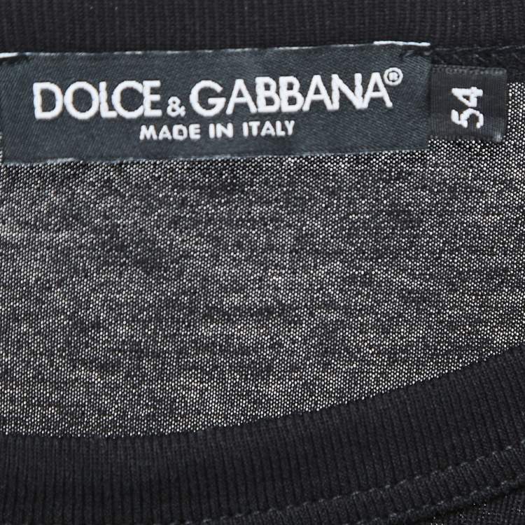 Pre Owned Dolce & Gabbana Black Cotton Crown & Bee Embroidered Half Sleeve T-Shirt XXL