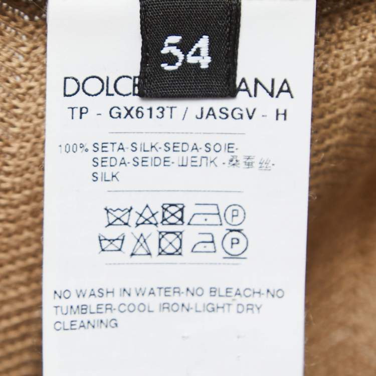 Pre Owned Dolce & Gabbana Beige Patterned Silk Polo T-Shirt XXL