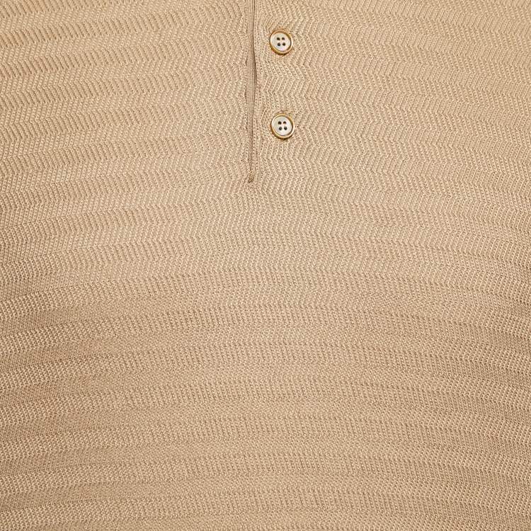 Pre Owned Dolce & Gabbana Beige Patterned Silk Polo T-Shirt XXL