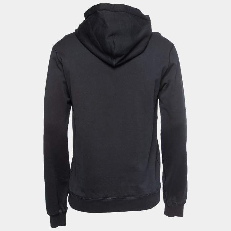 Pre Owned Dolce & Gabbana Black Logo Tape Print Cotton Hooded Sweatshirt L