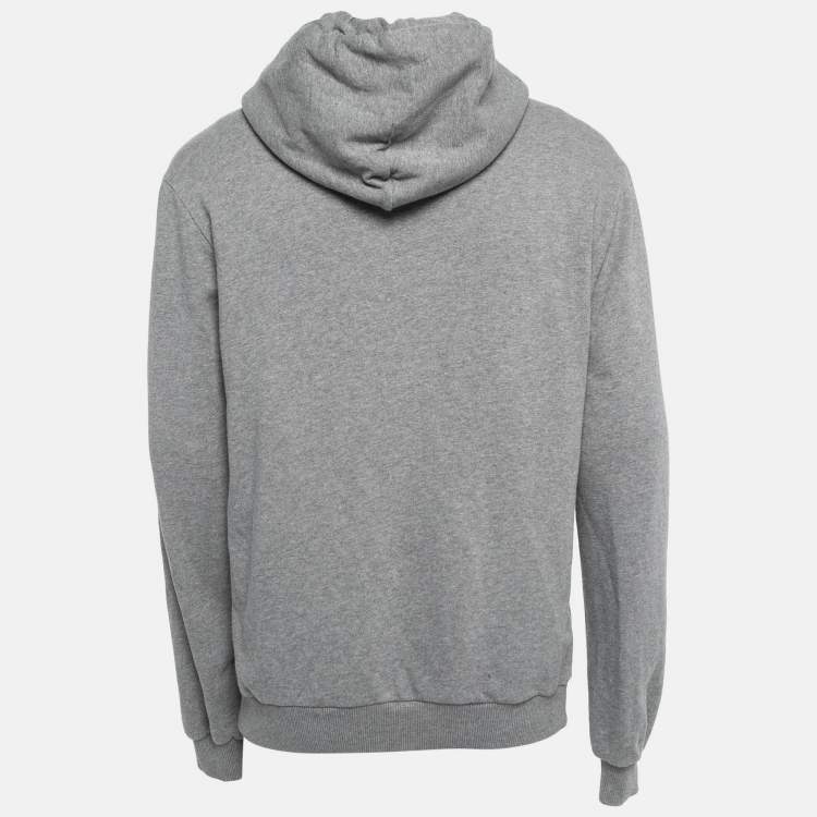 Pre Owned Dolce & Gabbana Grey Cotton Crest Detail Hoodie L