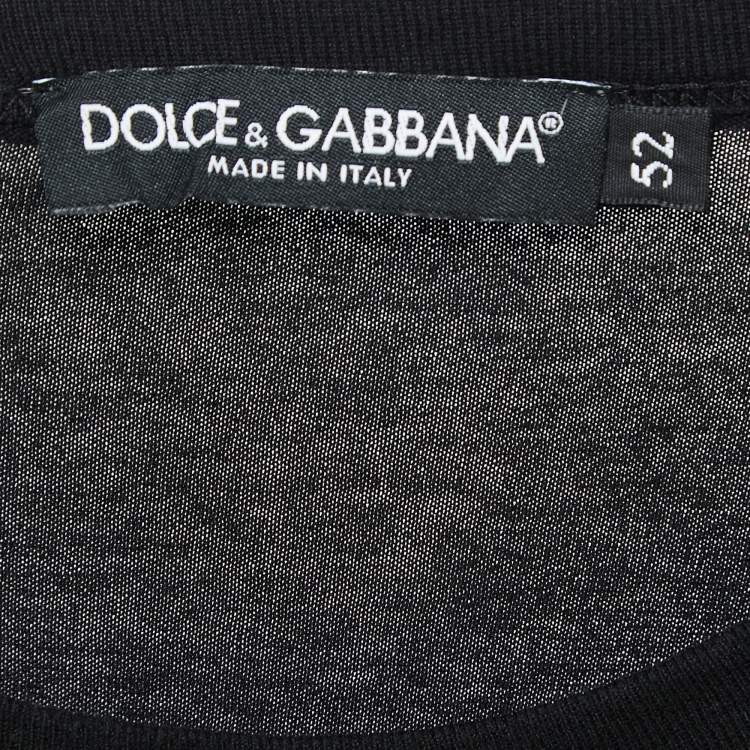 Pre Owned Dolce & Gabbana Black Cotton DG Crown Embroidered Fitted T-Shirt XL