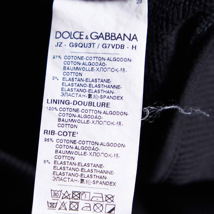 مملوكة مسبقًا Dolce & Gabbana Black Logo Devore Pattern Hooded Sweatshirt L