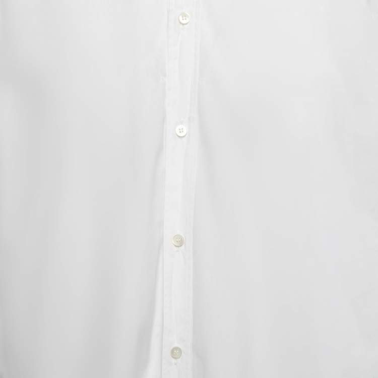 Pre Owned Dolce & Gabbana White Logo Pattern Cotton Gold Fit Long Sleeve Shirt 3XL