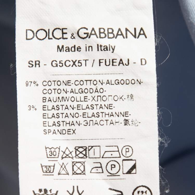 Pre Owned Dolce & Gabbana Blue Cotton Gold Fit Long Sleeve Shirt 4XL