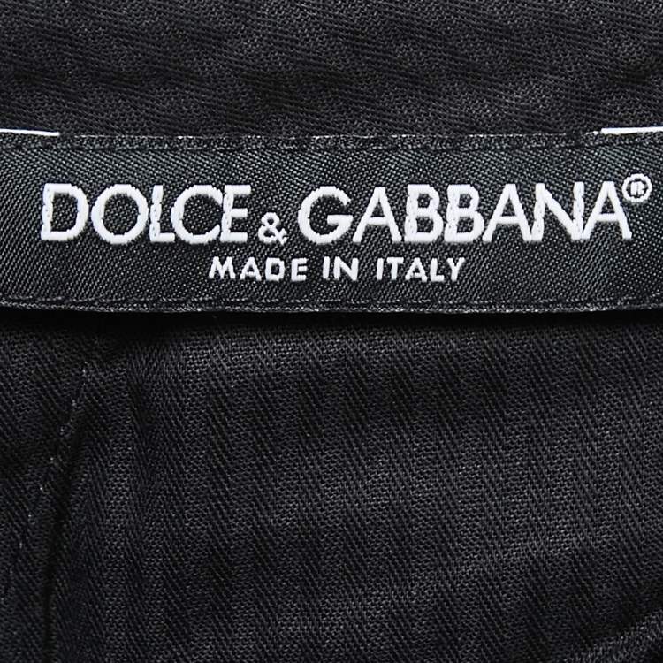 Pre Owned Dolce & Gabbana Dark Grey Checked Wool Tailored Trousers XL