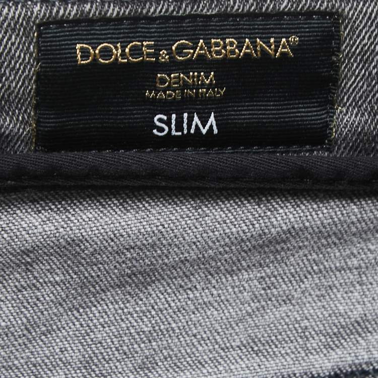 Pre Owned Dolce & Gabbana Grey Denim Slim Fit Jeans L/Waist 35"