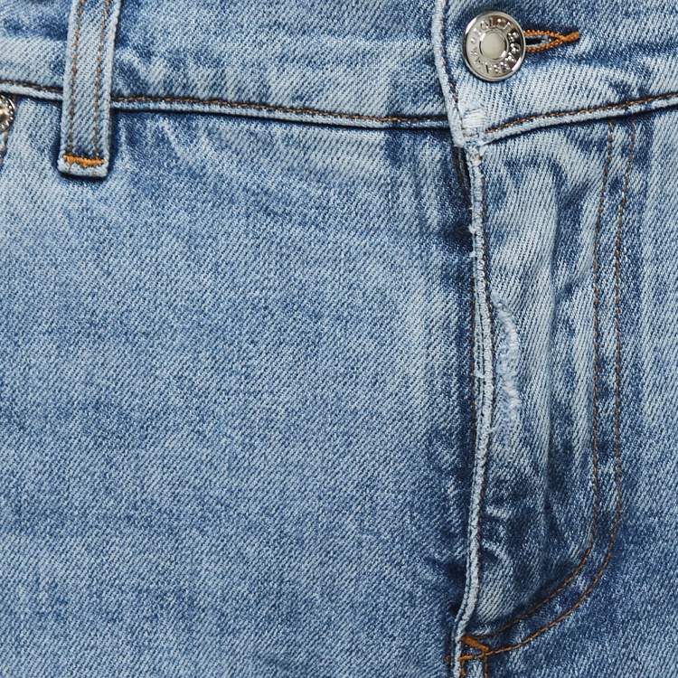 Pre Owned Dolce & Gabbana Blue Denim Distressed Slim Fit Jeans L/ Waist 35"