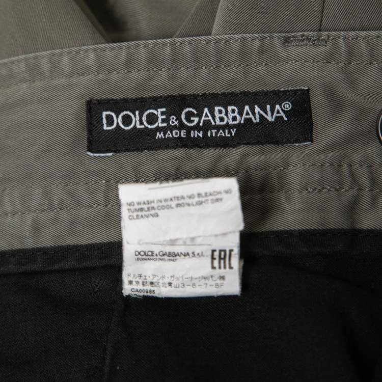 Pre Owned Dolce & Gabbana Grey Cotton Cargo Pants L