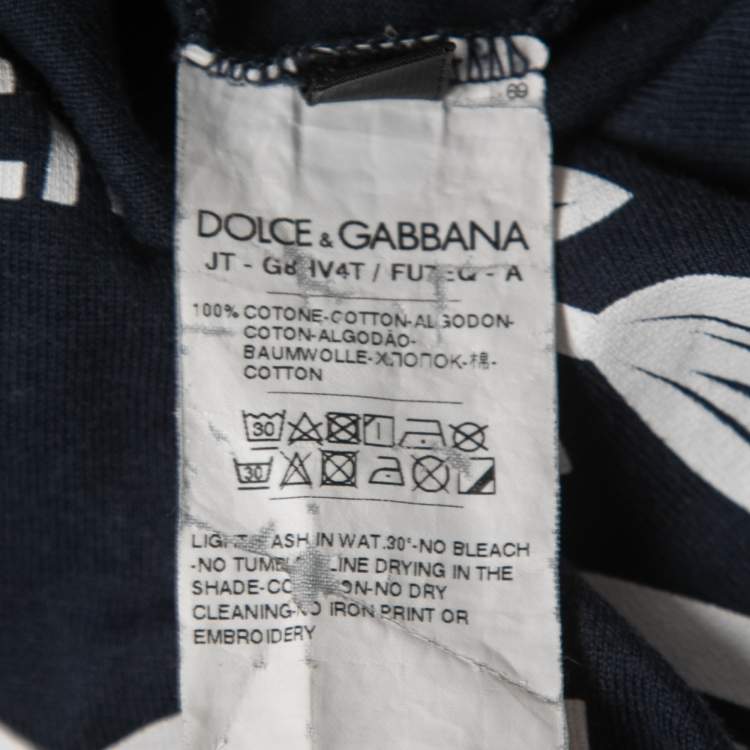 Pre Owned Dolce & Gabbana Navy Blue Logo Print Cotton Crew Neck T-Shirt L