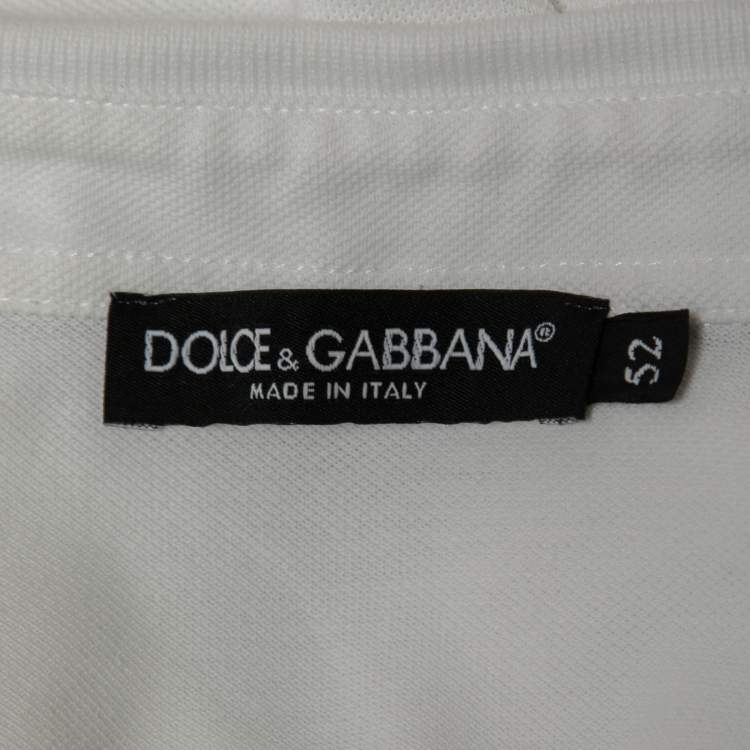 Pre Owned Dolce & Gabbana White Cotton Crown Embroidered Polo T-Shirt XL