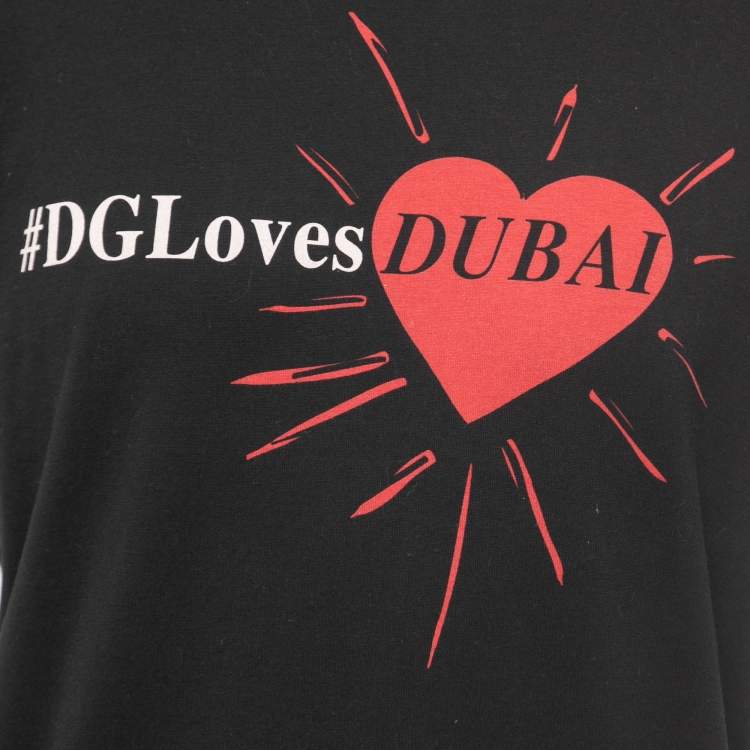 Pre Owned Dolce & Gabbana Black DG Loves Dubai Cotton Crew Neck T-Shirt XL
