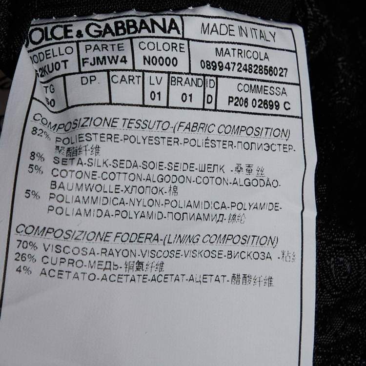 Pre Owned Dolce & Gabbana Black Jacquard Blazer L